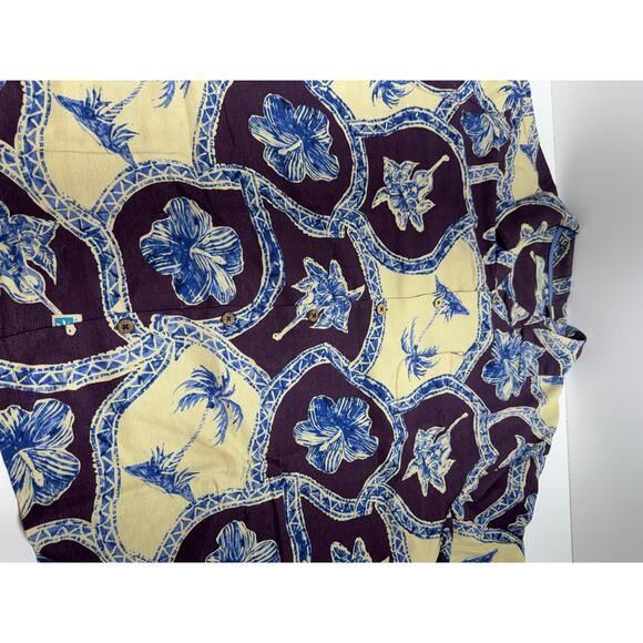 Caribbean 100% Silk Men’s CL Button Up Short Sleeve Shirt Floral Hawaiin - Picture 11 of 13
